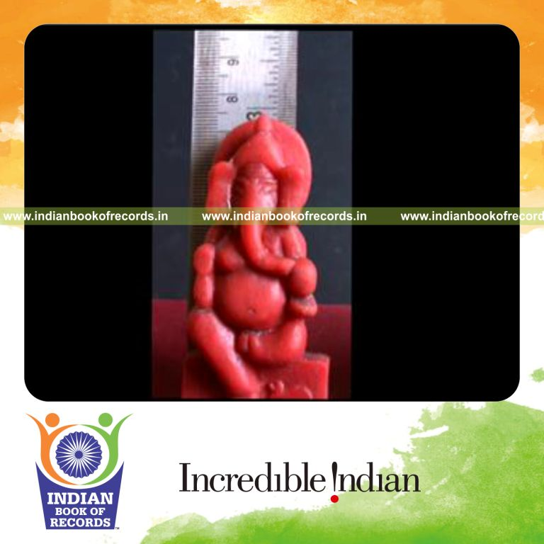 tiny ganesha sculpture carved from soap for record in Indian Book of Records
