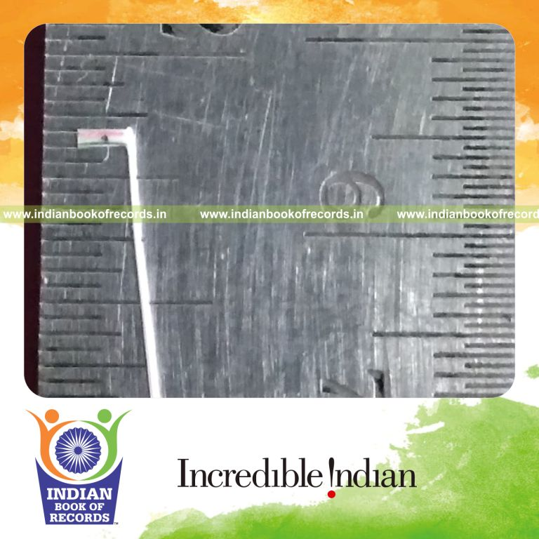 Miniature Indian national flag crafted carefully on paper recognized by Indian Book of Records