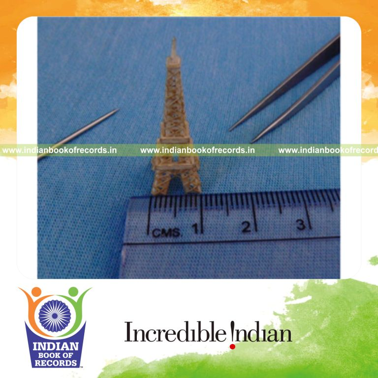 smallest model of eiffel tower created for record in Indian Book of Records