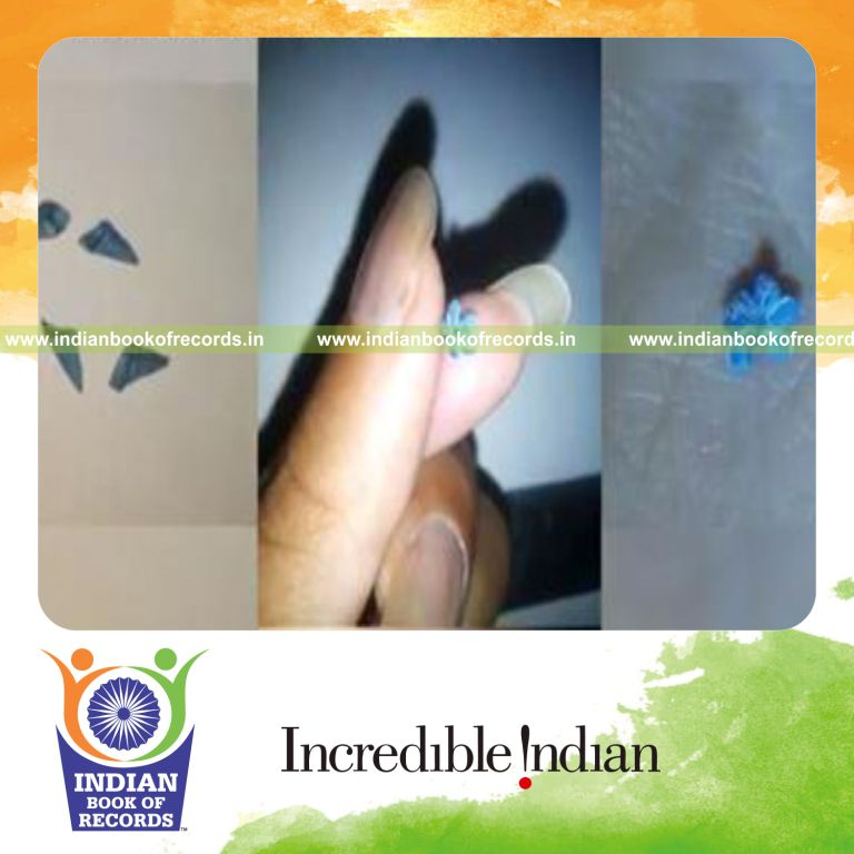 smallest paper flower crafted for record in Indian Book of Records