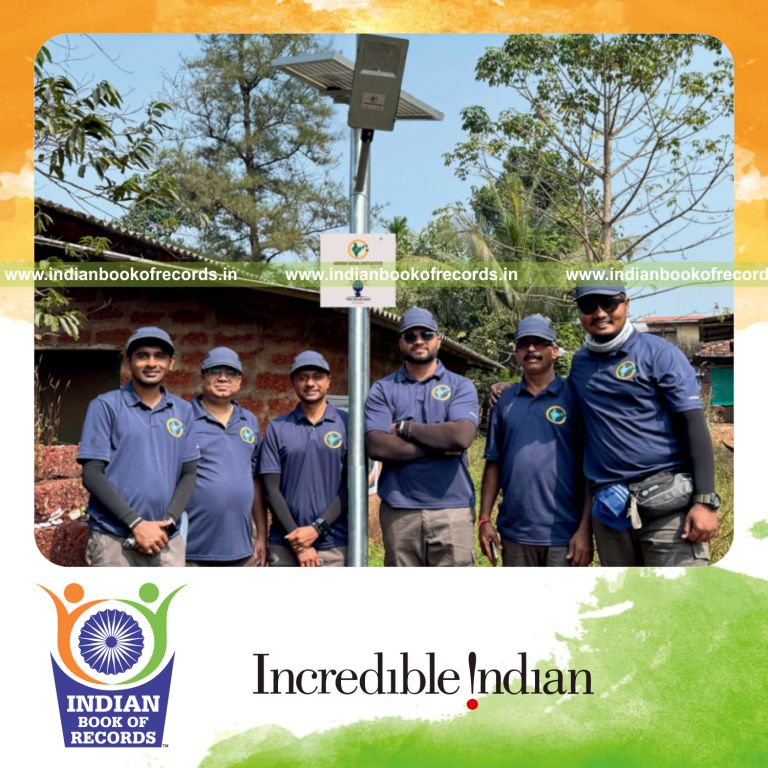 Individual installing solar street lights rapidly in rural areas recognized by Indian Book of Records