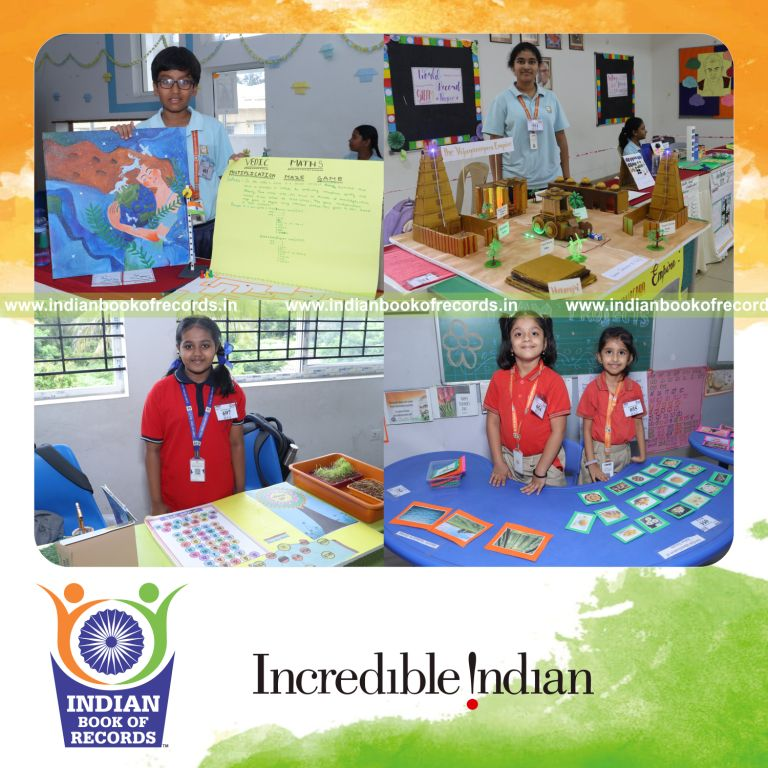 Team showcasing multiple STEAM-based projects simultaneously at a single venue recognized by Indian Book of Records