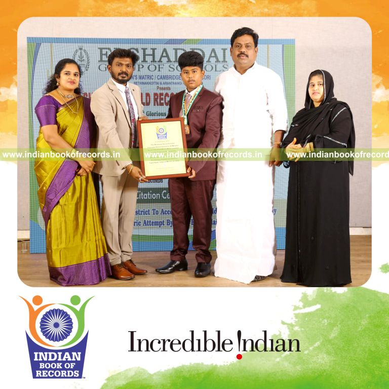 Young learner demonstrating various social science concepts within a limited time recognized by Indian Book of Records