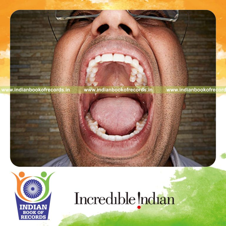 maximum number of teeth recorded in a mouth for Indian Book of Records