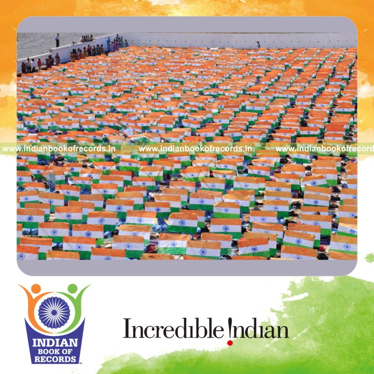 participants making thumbprint painting of national flag for Indian Book of Records