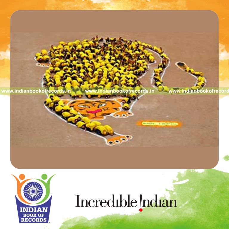participants forming tiger image in large formation for Indian Book of Records
