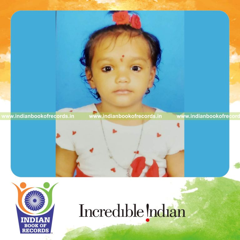 Blindfolded toddler identifying and reciting multiple objects within a short time recognized by Indian Book of Records