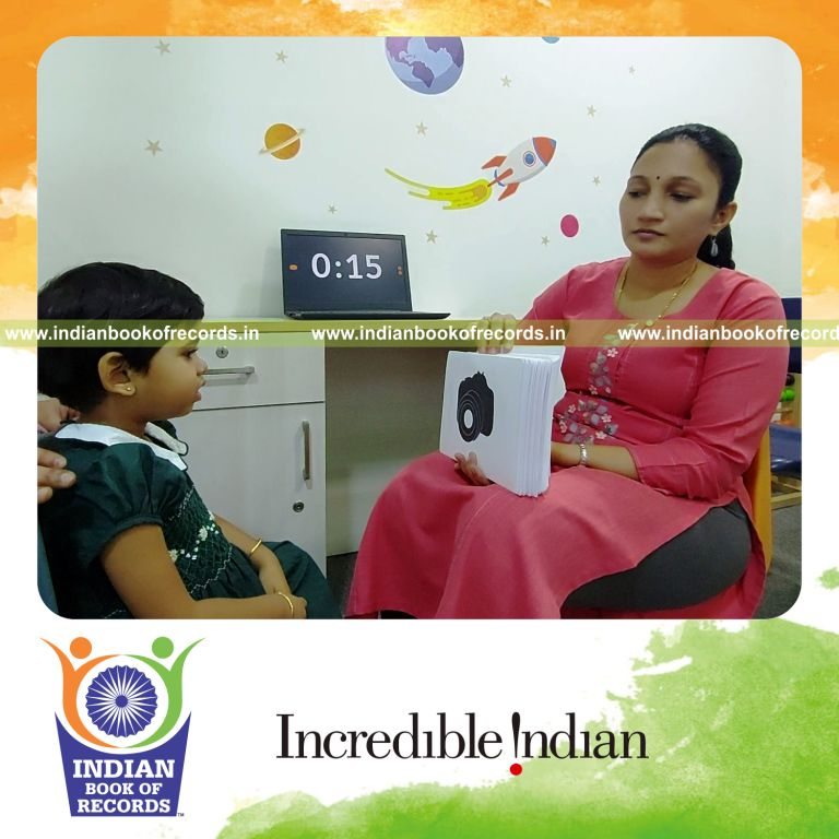 A toddler recognizing multiple silhouette images within three minutes for the Indian Book of Records