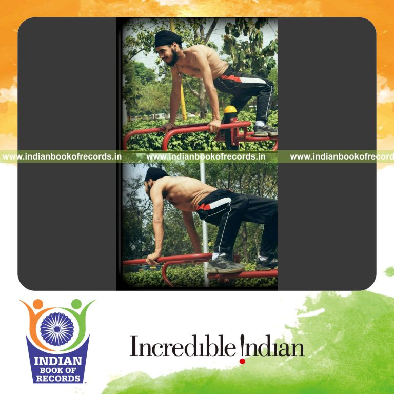individual performing twisted torso push ups in one minute for Indian Book of Records