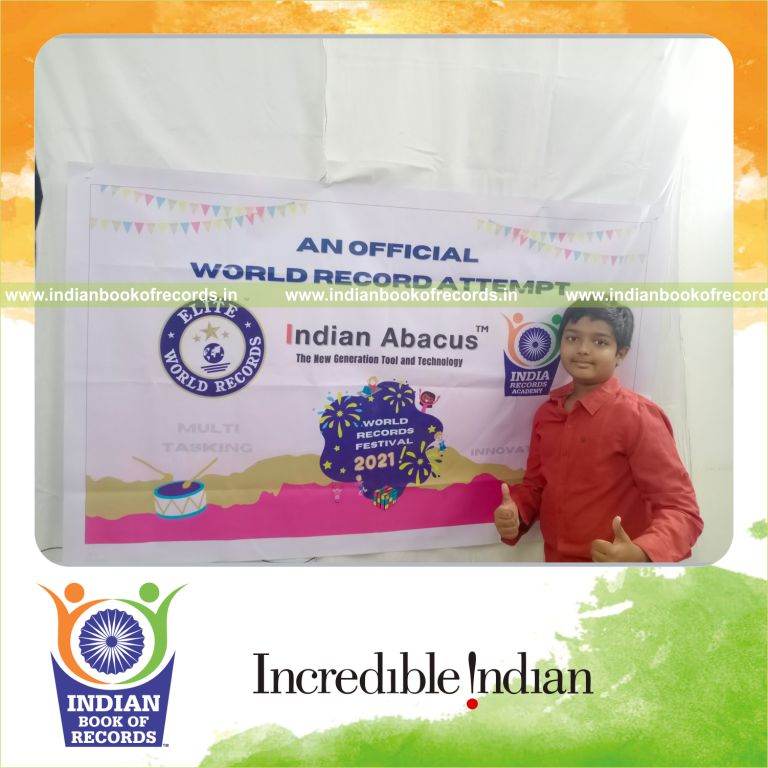 A participant solving two-digit addition and subtraction problems across two rows in three minutes for the Indian Book of Records