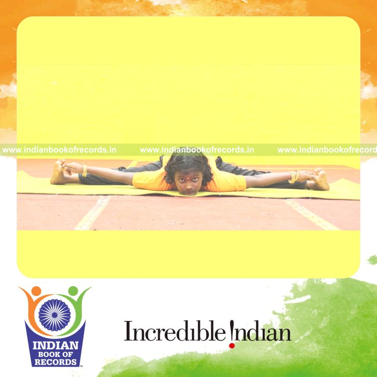 A young participant holding the Upavistha Konasana pose for a long duration for the Indian Book of Records