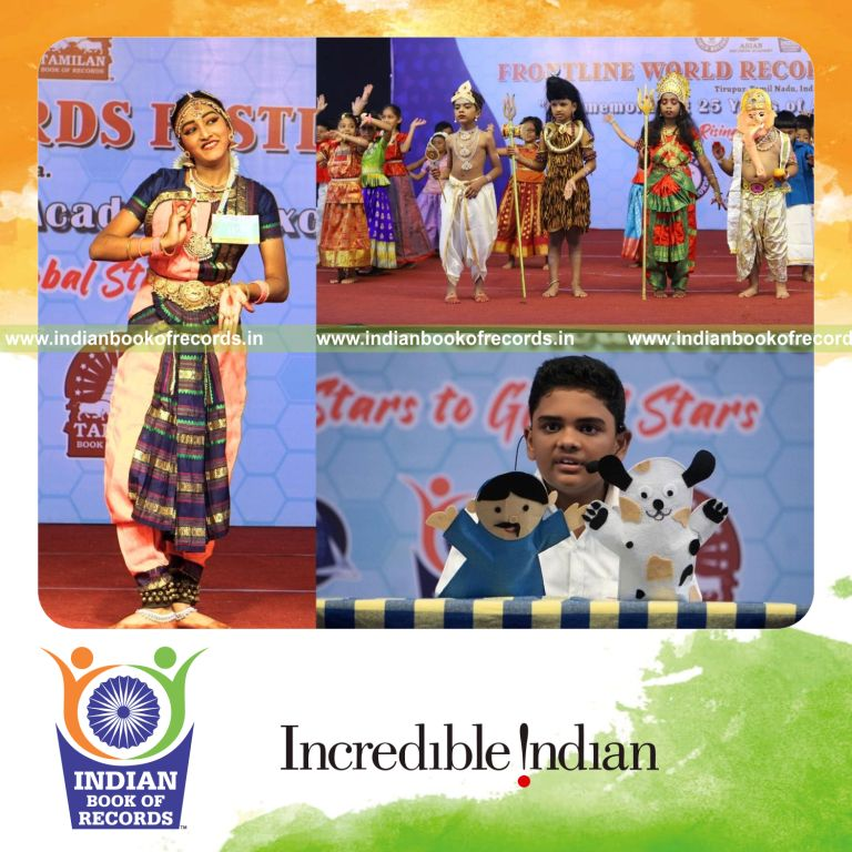 Large group performing continuously in a variety show marathon at one venue for the Indian Book of Records
