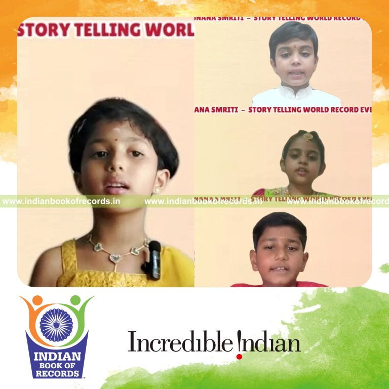 Participants sharing stories during a virtual relay event, recognized by Indian Book of Records.