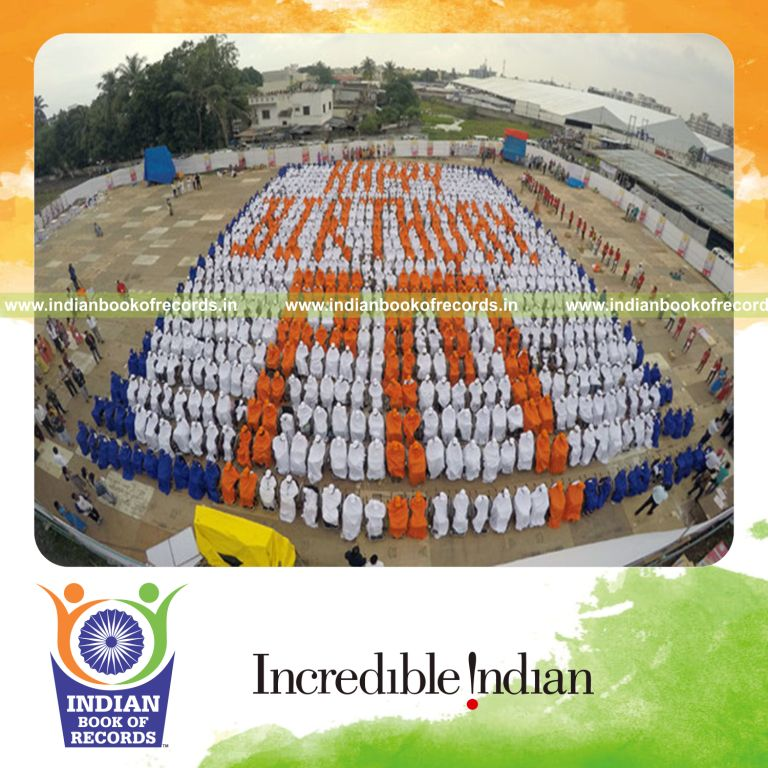 largest human wheelchair logo image created for Indian Book of Records