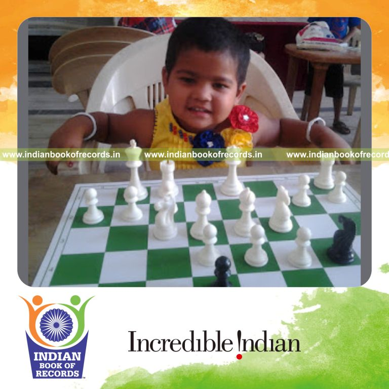 young female participating as youngest player in chess tournament for record in Indian Book of Records